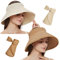 MAYLISACC 2 Piezas Visera de Verano Sombrero Paja ala Ancha para Mujeres con Protección Solar UV Top Abierto Empacable (Caqui + Crema)