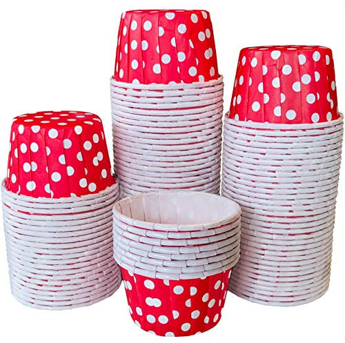 Bulk Mini Candy Nut Paper Cups- Mini Baking Liners - Red Polka Dot - 100 Pack