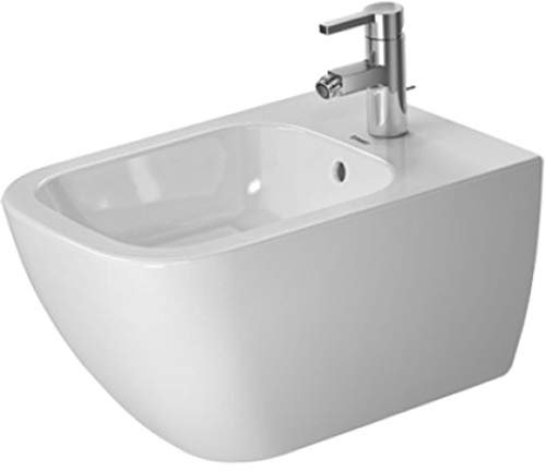 Duravit Wand-Bidet Happy D.2 54cm mit Überlauf, mit Hahnlochbank, 1 Hahnloch, 22581513001, Farbe: Innenfarbe Anthrazit Matt, Außenfarbe Anthrazit Matt, mit Wondergliss