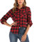 Enjoyoself 100% Cotone Donna Camicia a Quadri Flanella Blusa Casual Manica Lunga Capo Classico Shirts Tops