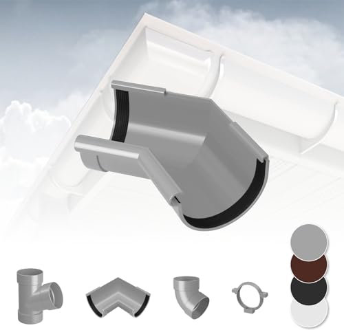 RAINWAY S Regenrinnen System (Rinnenwinkel Innen 135° grau) - PVC-U Kunststoff in 4 Farben, für Dachflächen < 100m² empfohlen, Eckstück 135 Grad Bogen