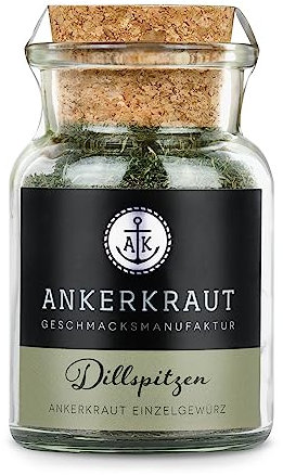 Ankerkraut Dillspitzen, 30g im Korkenglas, Gewürz für Fisch und Gurken-Salat, Dill zum Kochen, mild leicht und lecker Aroma