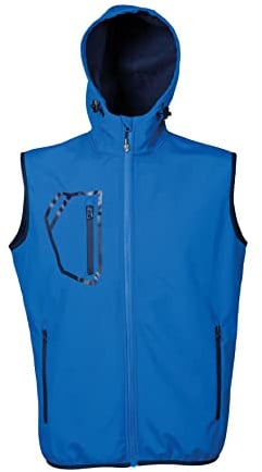 JRC 993744 Stelvio Gilet Uomo in Softshell Misto Poliestere Impermeabile Cappuccio con Coulisse Chiusura con Zip Blu Royal