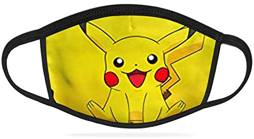 YNR Kinder Jungen Mädchen Mundschutz Waschbar Atmungsaktiv Wiederverwendbar Mundschutz Lustig Bedruckbar (Picachu)
