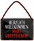 Herzlich Willkommen wäre übertrieben Schild - Metallschild mit Kordel und Saugnapf - Dekoration Hängeschild Türschild Haustür Flur Eingang Büro Firma Lager - Willkommen Begrüßung - 18x12cm