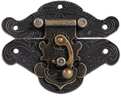 Bisagras Hierro Bronce antiguo Pestillo Cerrojo Cerraduras de palanca Metal Vintage Decorativo Madera Joyero Herrajes para muebles(#3)