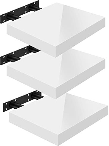 WOLTU Wandregal Volato Set von 3 Regalen Wandboard freischwebend Schweberegal CD DVD Regal Bücherregal Holz Board 30x22,9x3,8cm weiß RG9489ws-3