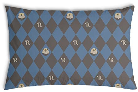 TherapieWelt Kopfkissen zum Schlafen Bettkissen Schlafkissen gefüllt mit Silikongranulat - Bezug mit Reißverschluss für Erwachsene Allergiker 60x80cm Raute Eule grau blau