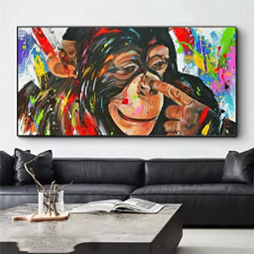 dsdsgog Graffiti Funny Monkey Picking Nose Poster und Druck auf Leinwand Malerei Wandkunst Bilder für Wohnzimmer Home Wall Decor 90x180cm Rahmenlos