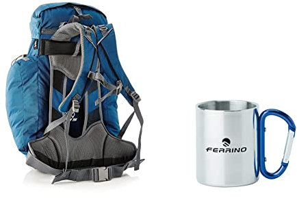Ferrino Time 35, Zaino da Trekking Unisex, Blu, Unica & Tazza con Moschettone Grigio