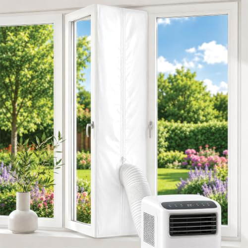 Prem-i-air Universal Window Seal Kit for Portable Air Conditioners, Tumble Dryers & Dehumidifiers, Fits Casement Windows up to 4m, Adjustable Zip Hose Opening, Easy Tool-Free Installation