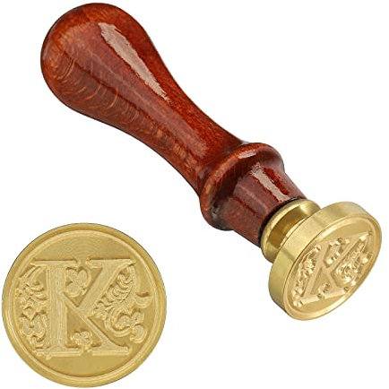 sourcing map Buchstaben Wach Siegelstempel Alphabet Holzgriff Abnehmbarer Messingkopf Klassischer für Umschlag Einladungskarte Alphabet k