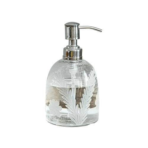 Loberon Seifenspender Crystal, reizender Schliff, Nostalgie mit Charme, Badzubehör, Bad-Accessoire, Glas, Edelstahl, klar/Silber