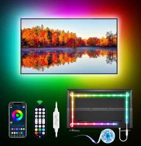 MATICOD TV Led Lights, 5M for 55-70in Tvs, Music Sync Dream Color Changing LED Lights for TV with Remote and App Control USB Strip Light for Christmas Gaming Room Decoration