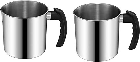 Trjgtas Lot de 2 pots verseurs pour de bougies, 44 pots de cire double chaudière, pichet de de bougies, poignée résistante à la chaleur