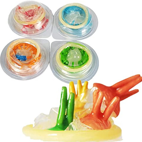 4 stück Kondome, Besonders Empfindlich Spike Kondom Adult Sex G-Punkt stimulieren Condom (Packung mit 4 verschiedenen Design (A)