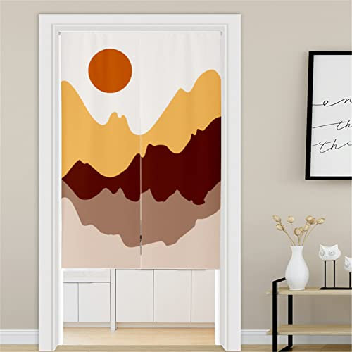 Surwin Graffiti Japanischer Stil Türvorhang, Japan Noren Raumteiler Tapisseri Leinen Lang Vorhänge Partition Gardinen Tür Vorhang Tapisseri für die Türdekoration (65x90cm,Sonnenuntergang)