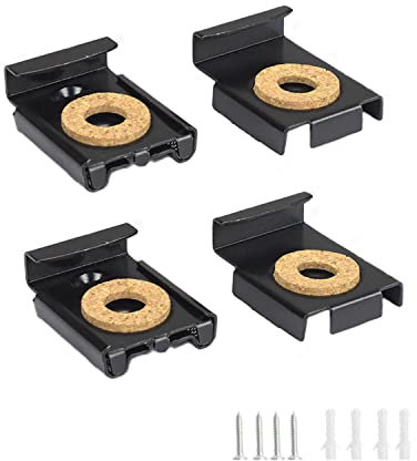 WJUAN Lot de 4 Supports de Miroir Noirs pour Poteaux Réglables en Hauteur avec Chevilles Lourdes et Vis - pour Miroir de Salle de Bain et de Chambre