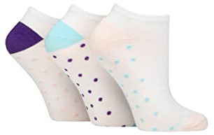 SockShop Wildfeet Ladies Plain, Patterned and Contrast Heel Bamboo Trainer Socks Pack of 3