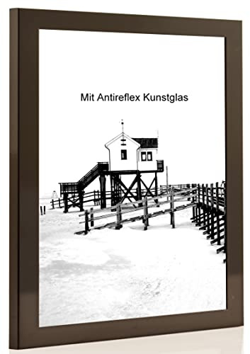 Bilderrahmen schwarz glanz mit Antireflexglas - Bildgröße 80x120 cm - Leistenbreite 30mm