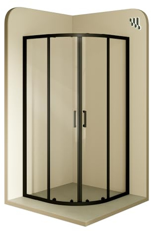 Mampara de Ducha Ella | 80x80x190cm | Puertas correderas | Ajuste 77,5-79,5 x 77,5-79,5cm | Perfiles negros, Cristal transparente de 6mm - Moments of Glass