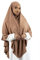 Lamis Hijab - Khimar 2 Schleier zum Überziehen aus Medinenseide, Jilbab für muslimische Frauen, verhüllt KH200, hellbraun, One size