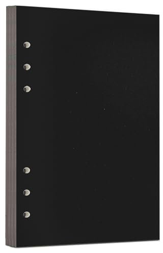 Zelten Lose-Blatt-Lochpapier-Nachfüllpackungen Papier für 6-Loch-Binder Persönlicher Organizer Tagebuch Notizbuch Nachfüllbarer Planer (Black Cardstock, A5/6 Hole)