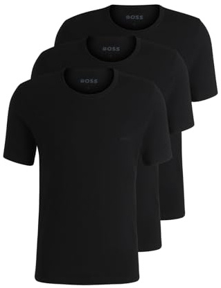 BOSS Men's Classic T-Shirts Short Sleeve Shirts Pure Cotton Crew Neck Pack of 3, 001 Black., L
