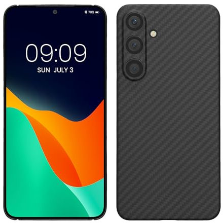 kalibri Schutzhülle kompatibel mit Samsung Galaxy S24 Plus - Hülle Aramid - Handy Cover Case Handyhülle Schwarz matt