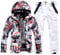 HOUZONIY Herren Skianzug Set Herren Schneeanzug Warmer Winddichter 2-Teiliger Schneeanzug(238+Weiß L)