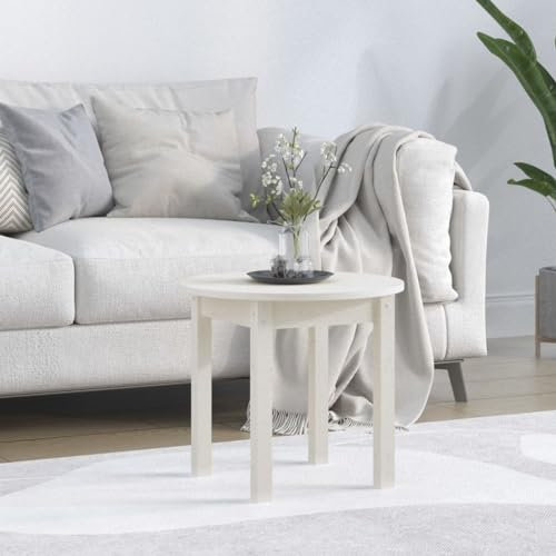 WEMYUFURN Couchtisch Weiß 45x40 cm Massivholz Kiefer, Couchtisch, Wohnzimmertisch, Beistelltisch - für Wohnzimmer und Büro - Mittelpunkt für Ihr Zuhause