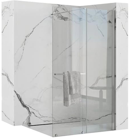 Rea PAROI DE DOUCHE CORTIS CHROME 120 - WALK IN Verre trempé de sécurité transparent 6 mm (Chrome)