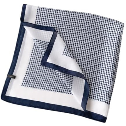 GIMIRO Frauen 70x70cm Schal Simulierte Seide Blumen Schal Krawatte Hahnentritt-Bandana (A03 Houndstooth Navy)