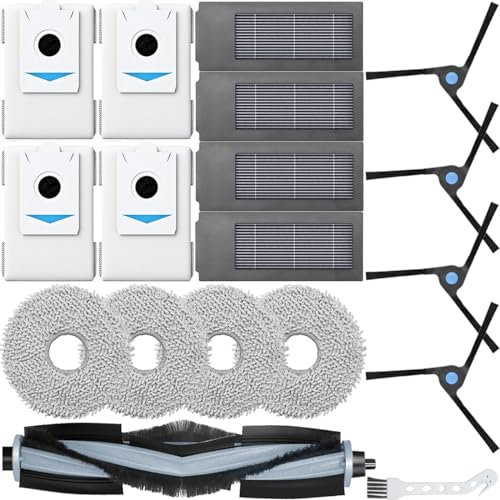 EATBALE X2 Accessoires de Remplacement pour Ecovacs Deebot X2 DEX86 X2 Omni X2 Pro Robot Aspirateur, 1 Brosse Principale, 4 brosses latérales, 4 filtres HEPA, 4 balais à Franges, 4 Sacs à poussière