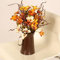 FOERPL Fleurs d'automne artificielles avec pot en métal, tiges de feuilles d'automne en soie orange avec fleurs pour l'automne, Thanksgiving, arrangement de fleurs de mariage, centre de table,