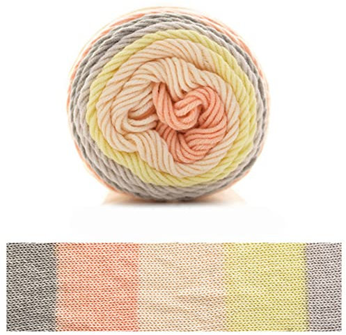 Garn, Garn zum Häkeln, 100 g Regenbogen-Baumwollgarn, Segmentfärbung, 5 Stränge Milchbaumwollgarn, DIY, handgestricktes Sofakissen-Kissengarn, 193 m(1pc 33)