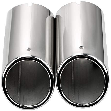 HFANGYU Auto-Auspuff-Endschalldämpfer, Rohrabdeckung, passend für Audi A4, B8, A3, A1, Q5, 2 Stück, passend für Tiguan Passat B7 CC Autozubehör (Silber)