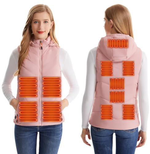 Monave Women Heated Gilet Heated Vest 11 Heating Pads Heated Body Warmer for Motorcycle Fishing Skiing Outdoor Activities Package don’t include power bank