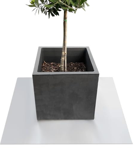 KARAT Untersetzer für Blumentopf, Blumenuntersetzer mit abgeschrägter Kante, Unterlage für Pflanztöpfe, Schutzmatte, Bodenschutzmatte, Blumentopfuntersetzer (Majesty) (Hellgrau, Eckig 60 x 60 cm)