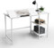 CHOWGOLI Bureau Avec 2 Étagères, Plateau Inclinable de 0° à 65°, Pour Dessiner, Travailler, Étudier, Écrire, Blanc, 120x55x75 cm