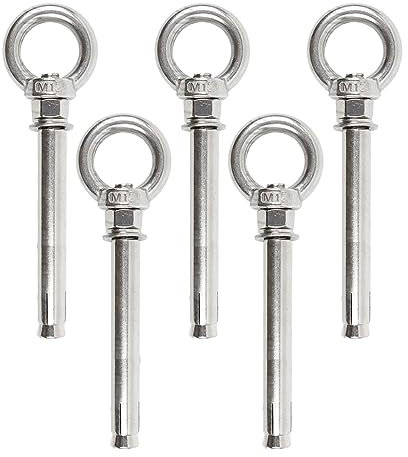NVOQILIN Vite di espansione in acciaio inox con tasselli ad occhiello, confezione da 5 pezzi per il fissaggio di elementi su calcestruzzo muratura,