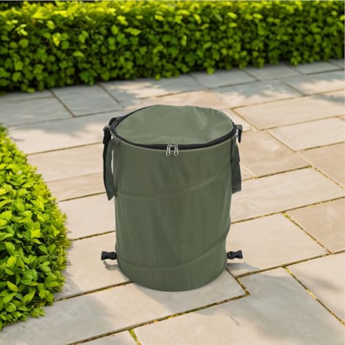 Contenedor de Basura Plegable para Jardín,Bote de Basura para Acampar de 10 Galones con Tapa con Cremallera,Contenedor de Basura de Jardín Portátil Plegable para Picnic Al Aire