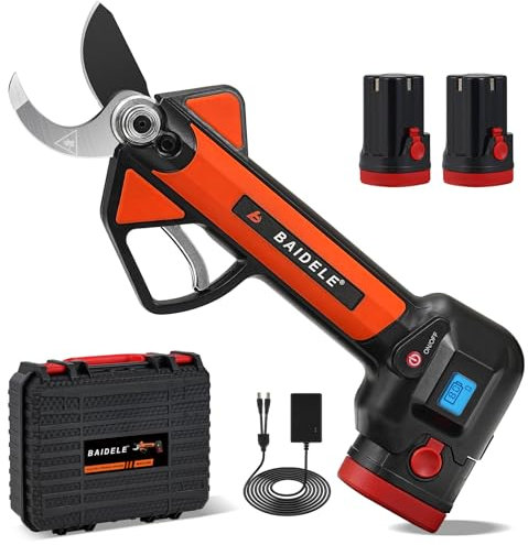 Forbici Potatura a Batteria 32mm, Progressivo Forbice Potatura a Batteria, Dotato di Schermo LCD e 2 x 2,6 AH Batterie Al Litio, 8-10 Ore Lavorative, Adatto a Negozi di Fiori, Frutteti e Giardini