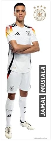 K&L Wall Art DFB Wandsticker Deutsche Nationalmannschaft Wandtattoo Fußballspieler Logo Fußball Trikot - Offizielles Lizenzprodukt (Musiala, 30x90 cm, DFB)