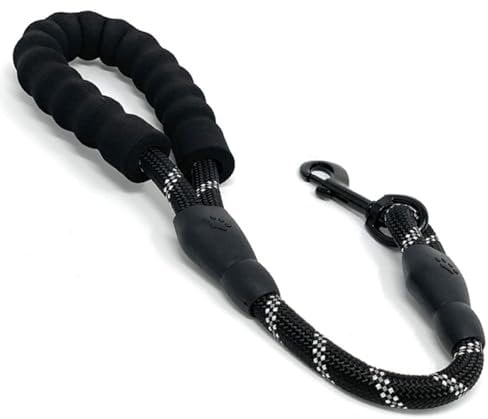 1 pack Short Dog Lead with Soft Padded Handles and Reflective Threads Walking Dog Rope Dog Lead Rope for Small Medium and Large Dogs (black)