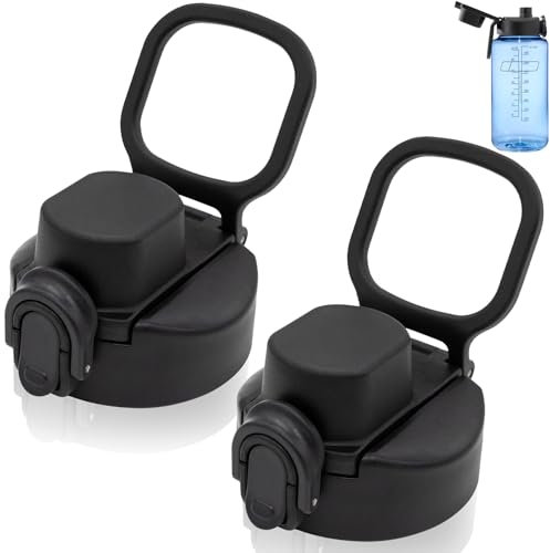 Auto Flip Lid for Nalgene 32 oz Wide Mouth Water Bottle Replacement Lid Button Lock Spout Lid Compatible with Nalgene 32 oz, BPA Free, Easy to Carry (2 Pack)
