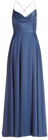 Vera Mont Damen Abendkleid mit Wasserfallausschnitt 32, Blue Stone