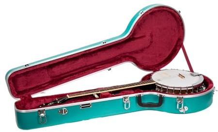 Crossrock 5-String Resonator & Gibson Tenor Banjo Koffer | Geformte ABS-Hartschale mit Sicherheitsschloss, Metallfüßen und abnehmbaren Gurten – Mintblau (CRA861BJMB)