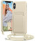 BENTIACC Handykette Silikon Hülle für iPhone X/XS mit Band, Handyhülle mit Kartenfach, Abnehmbar Kordel Kette, Stoßfeste Schutzhülle für iPhone X/XS (Beige)