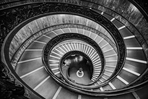 Jigsaw Puzzles For Adults 1000 Piece Bramante Staircase Vatican Museum Spiral Staircase Black And White Photo Family Funny Challenging Holiday Puzzles Gift
